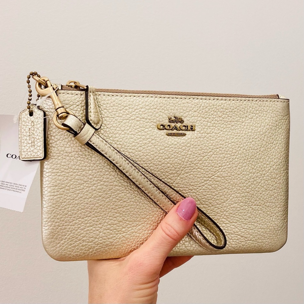 Coach Champaigne Gold Wristlet Clutch Pouch - Picture 1 of 6